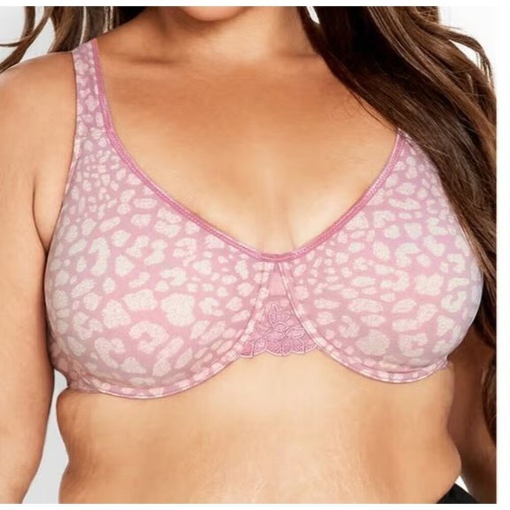 Avenue Women's Smooth Caress Bra Size 48DD Pink Leopard Print NEW!